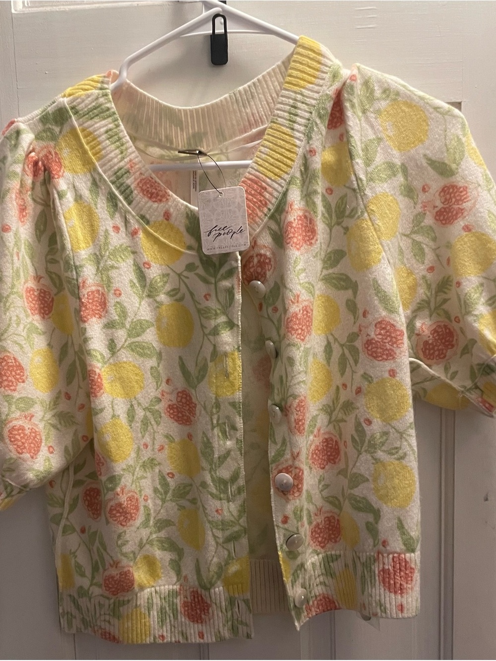 Free People Lemon and pomegranate Cardigan — Cream, Yellow & Coral